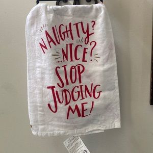 NWT Primitives by Kathy Christmas Dish Towel Naughty Nice Funny.